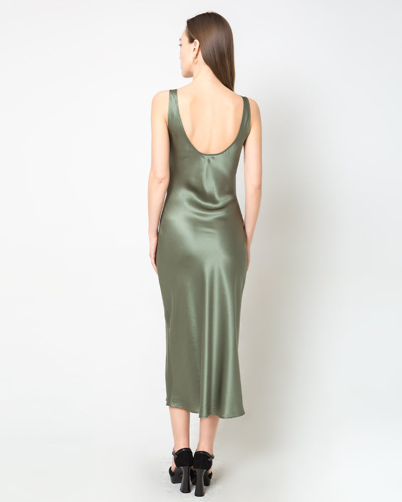 Scoop Neck Midi Silk Slip Dress Scoop Neck Midi Silk Slip Dress