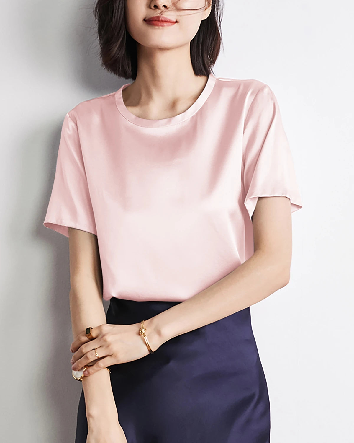 Women's Short Sleeve Silk Blouse