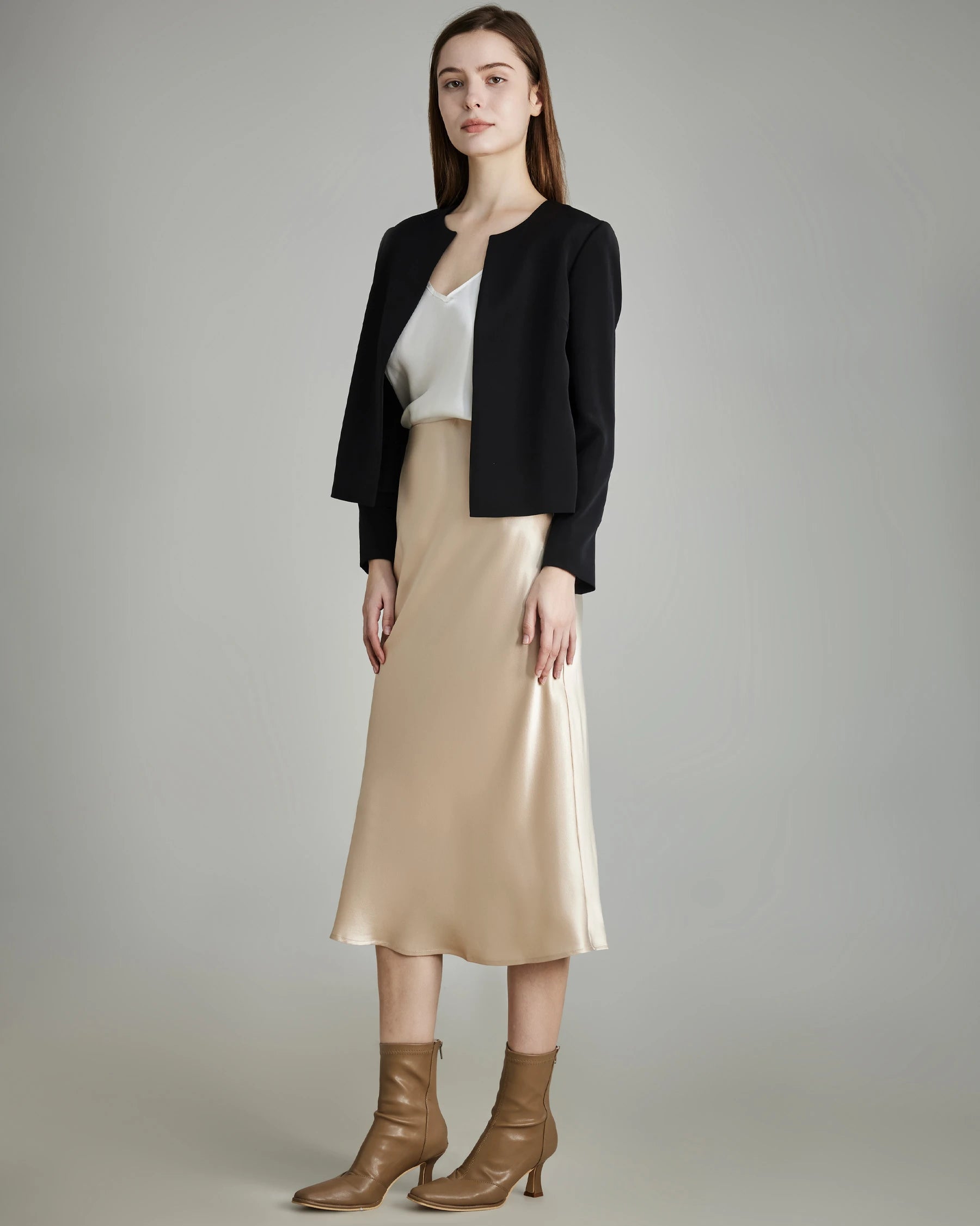 40 Momme Open Front Silk Blazer 40 Momme Open Front Silk Blazer