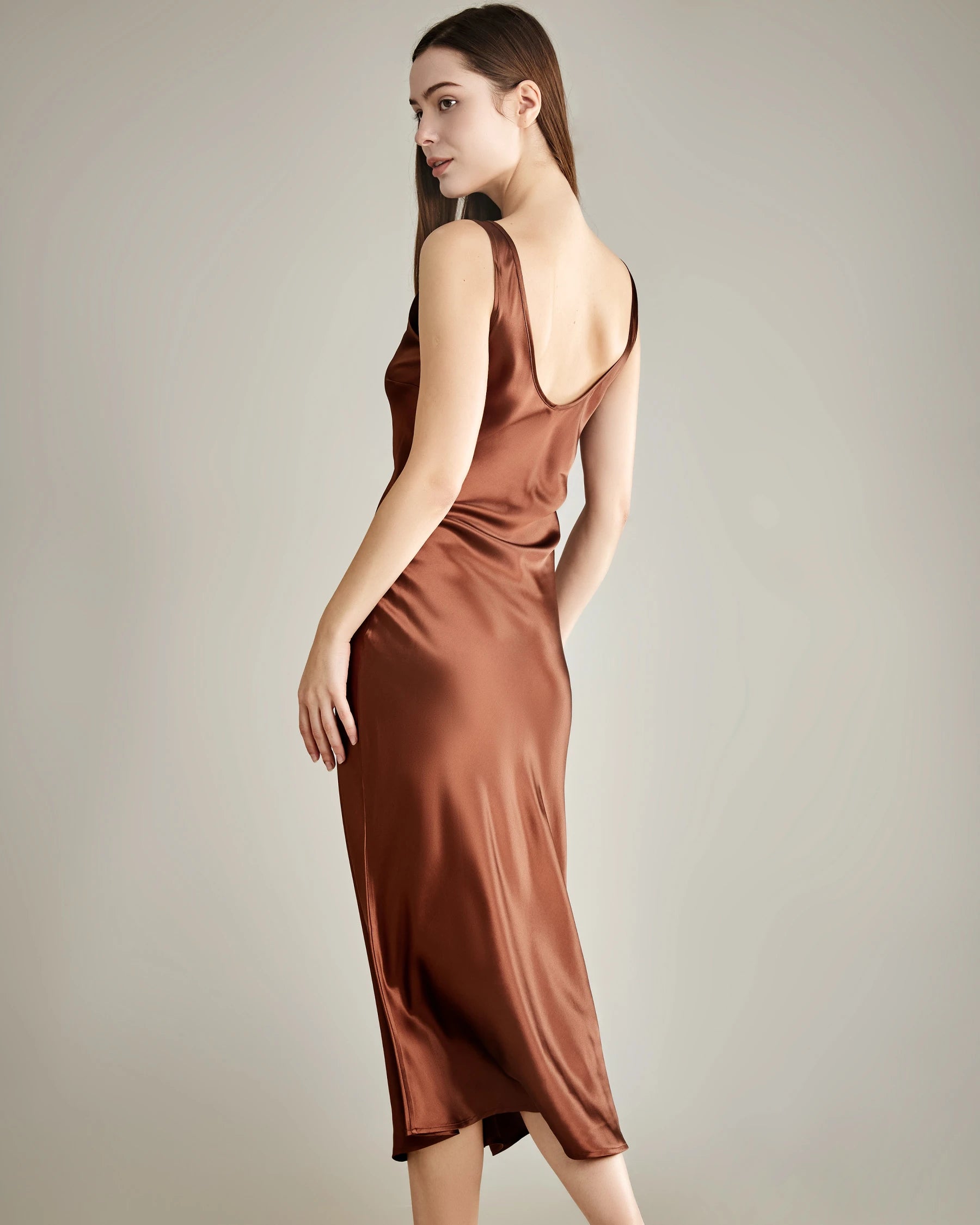 Scoop Neck Midi Silk Slip Dress Scoop Neck Midi Silk Slip Dress