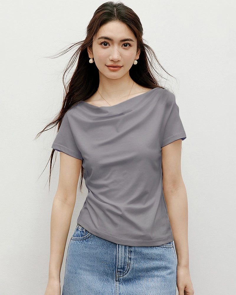 Women's Silk Draped Neck Tee
