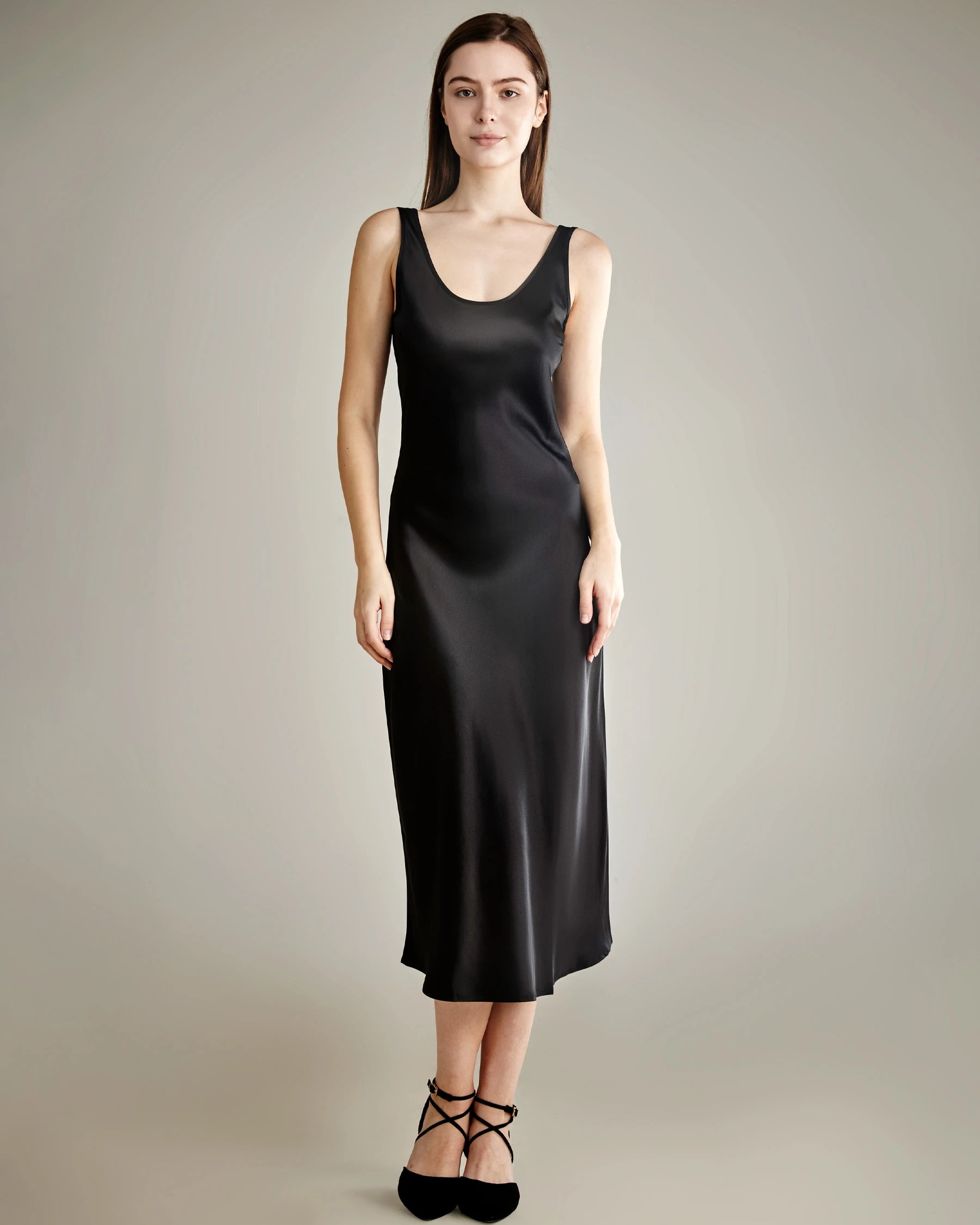 Scoop Neck Midi Silk Slip Dress Scoop Neck Midi Silk Slip Dress