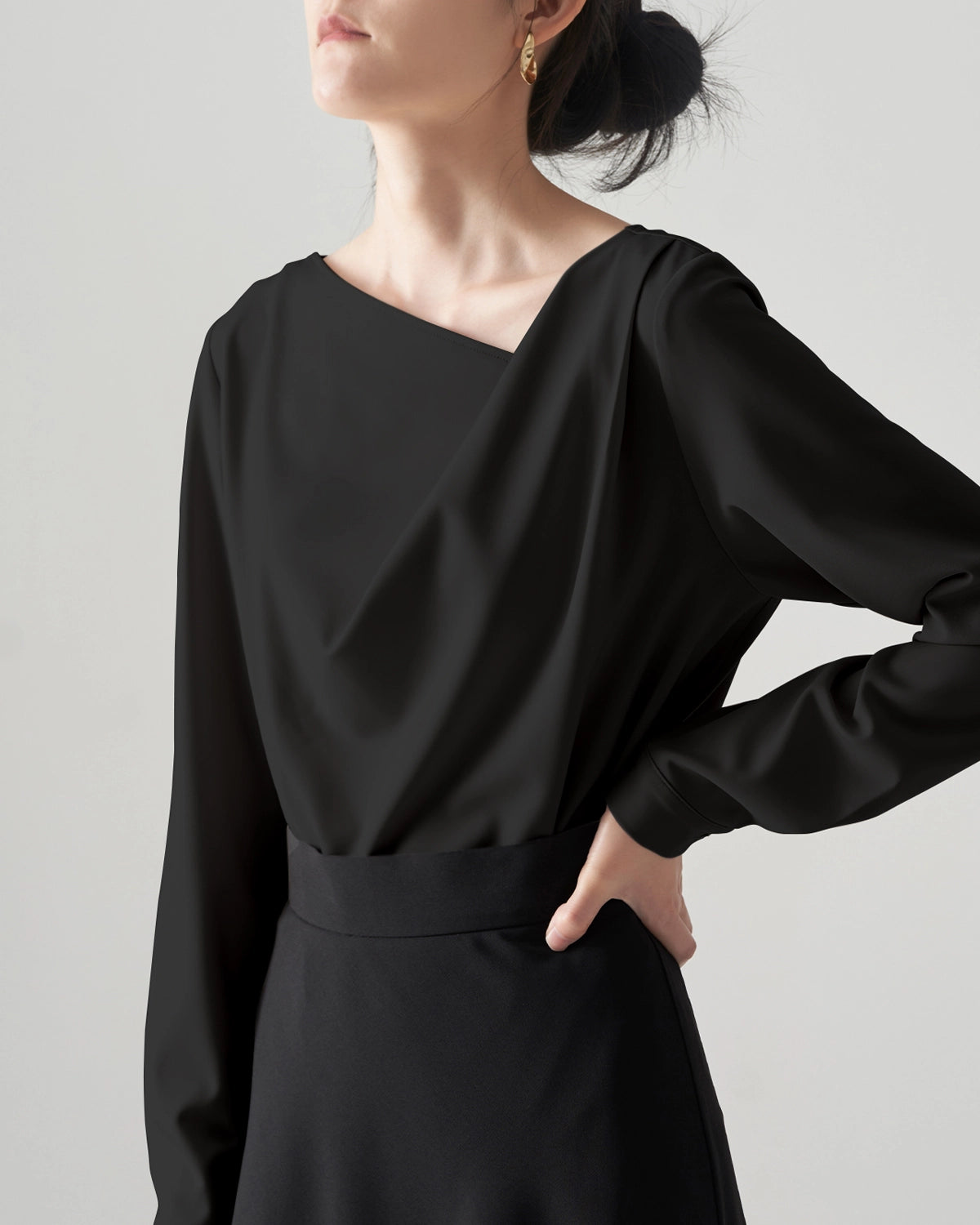 Women's Asymmetrical Neck Silk Blouse