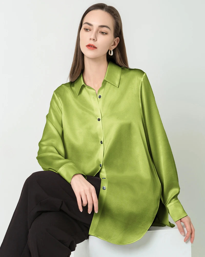 Oversized Button Up Silk Shirt