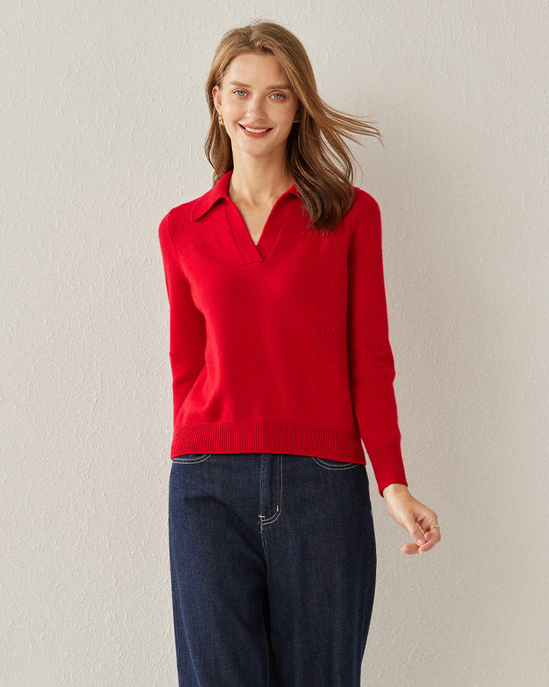 Women's Polo Collar Cashmere Sweater