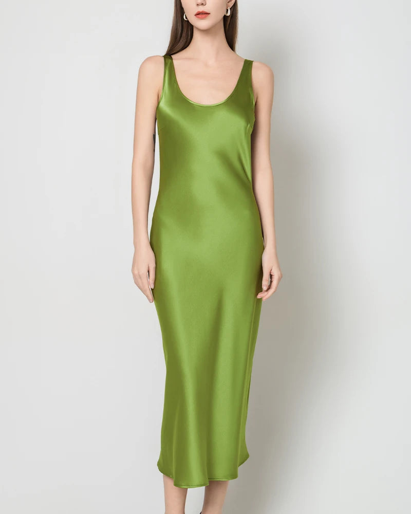Scoop Neck Midi Silk Slip Dress Scoop Neck Midi Silk Slip Dress
