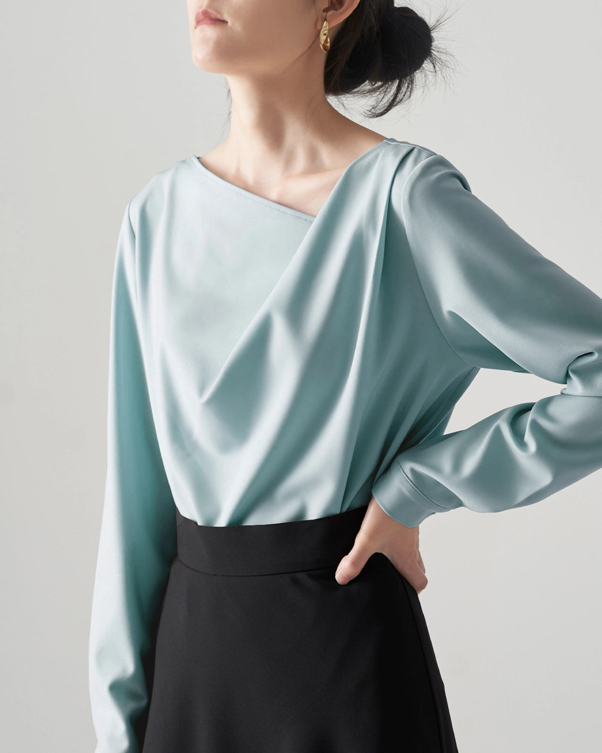 Women's Asymmetrical Neck Silk Blouse
