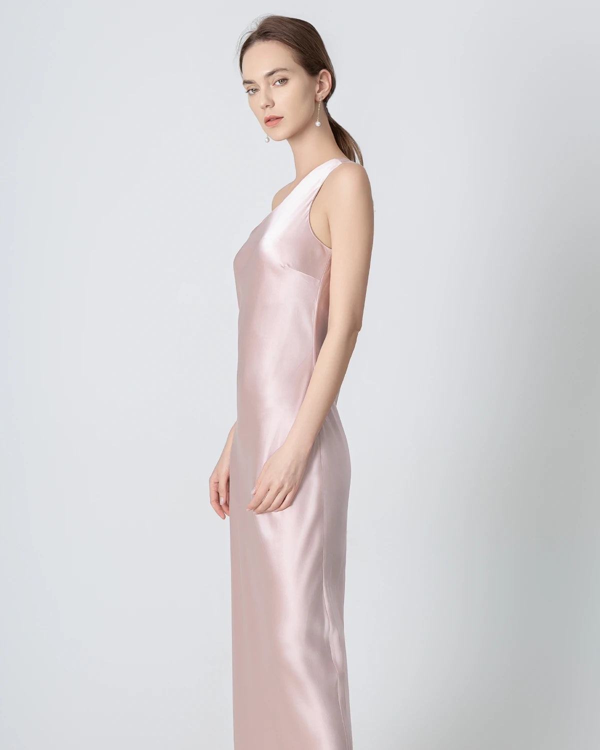 One Shoulder Maxi Silk Dress