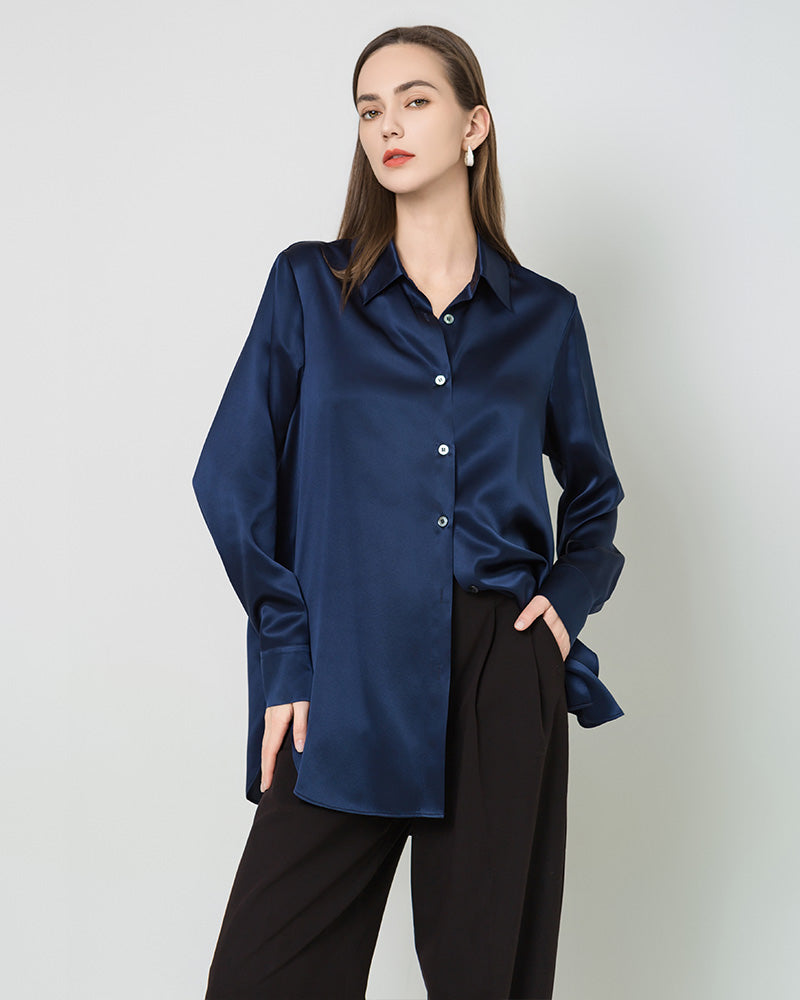 Oversized Button Up Silk Shirt