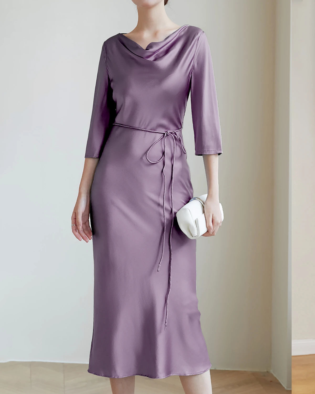 30Momme Silk Cowl Neck Dresses