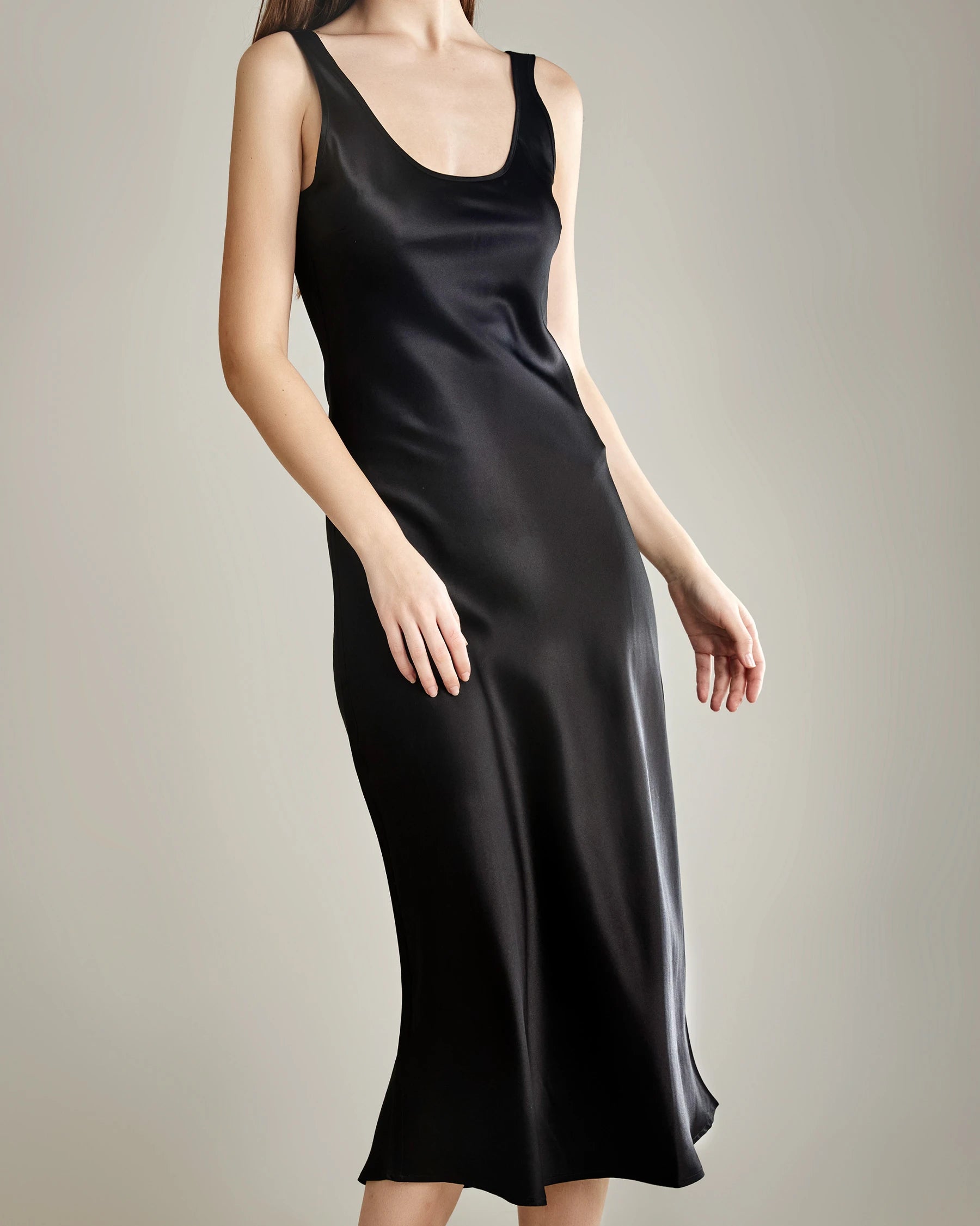 Scoop Neck Midi Silk Slip Dress Scoop Neck Midi Silk Slip Dress