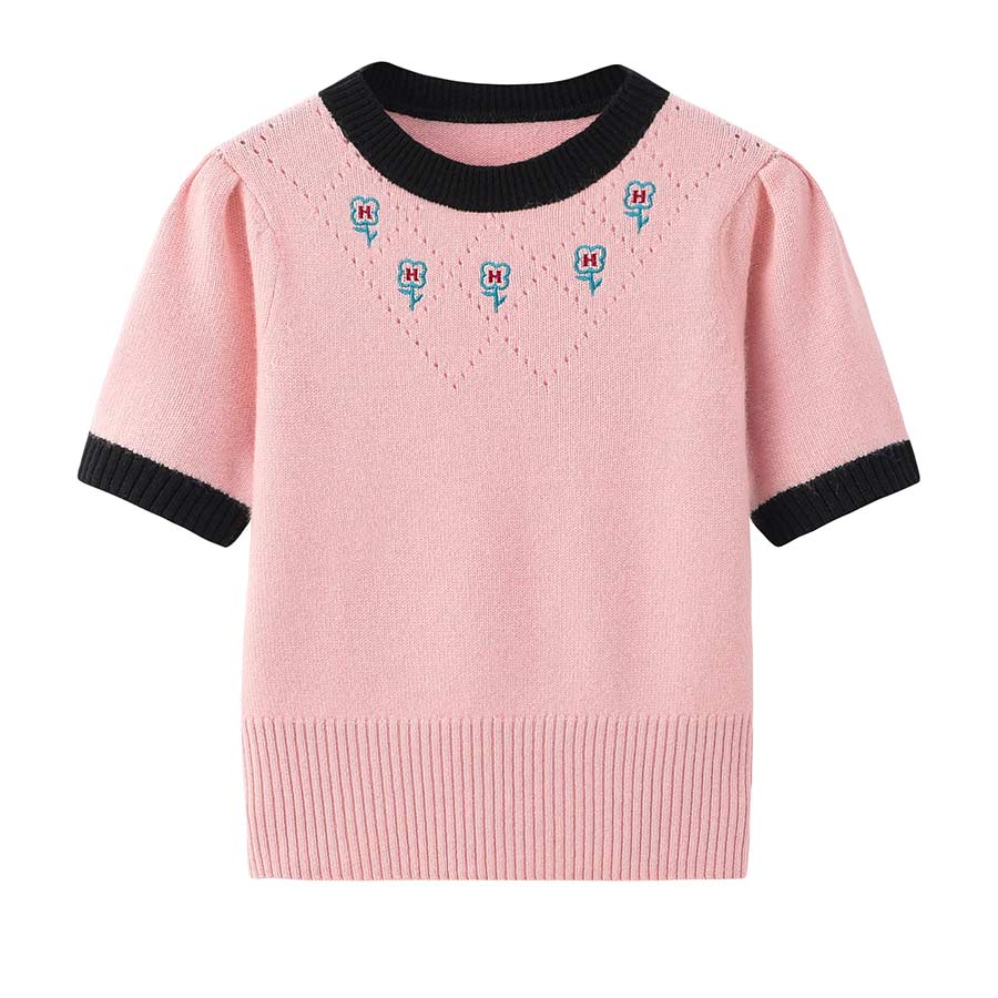 Round Neck Short-Sleeved Cashmere Sweater