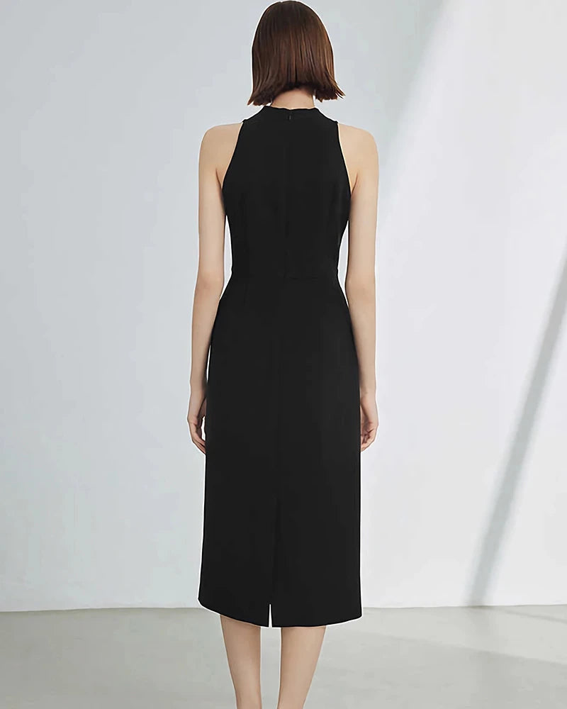 Black Silk Sleeveless Midi Dress Black Silk Sleeveless Midi Dress