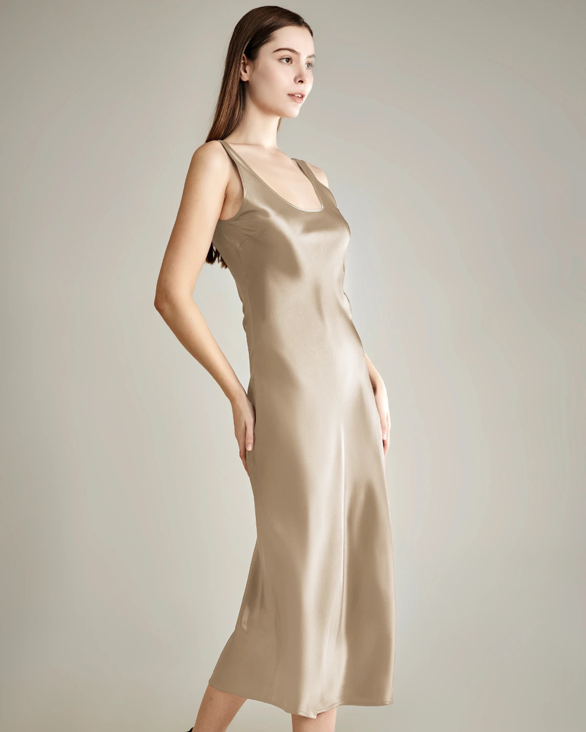 Scoop Neck Midi Silk Slip Dress Scoop Neck Midi Silk Slip Dress