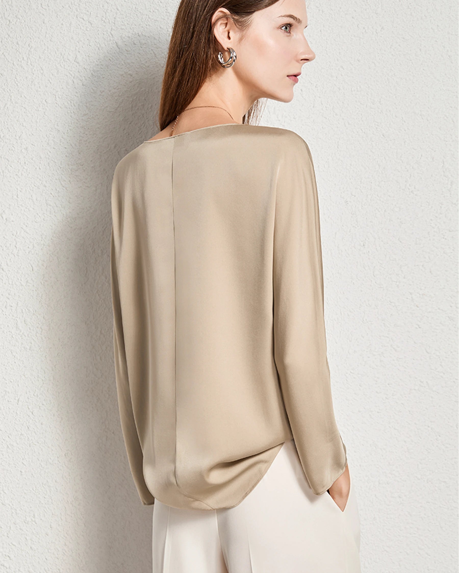 Women's Basic Round Neck Silk Blouse