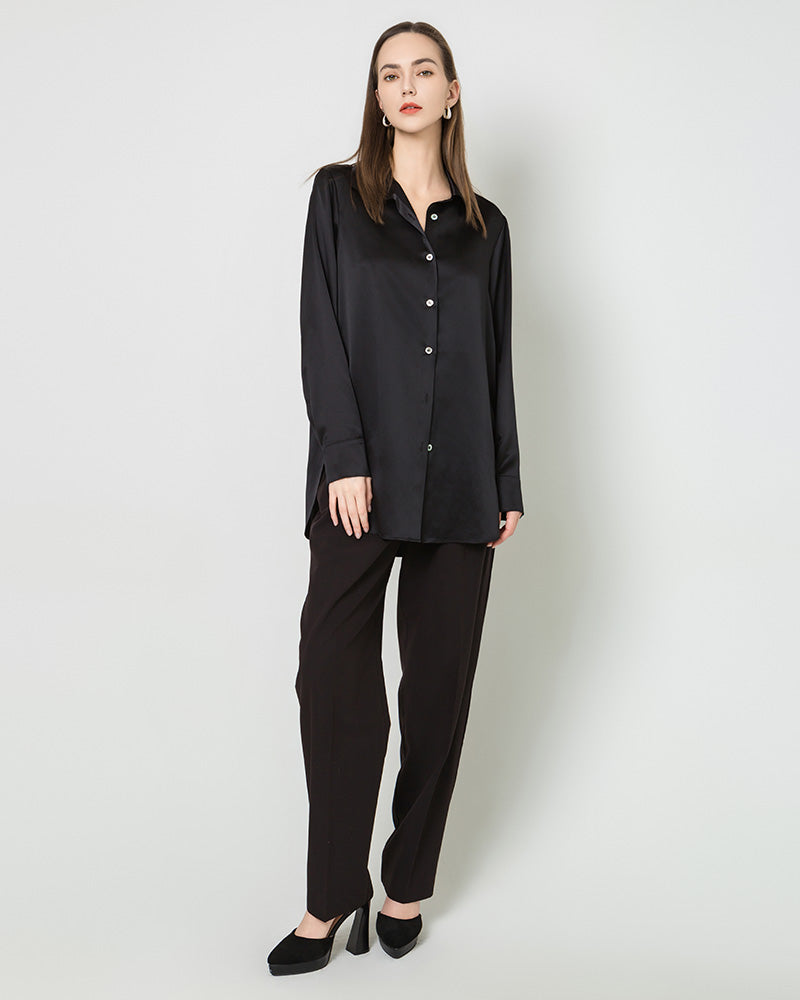 Oversized Button Up Silk Shirt