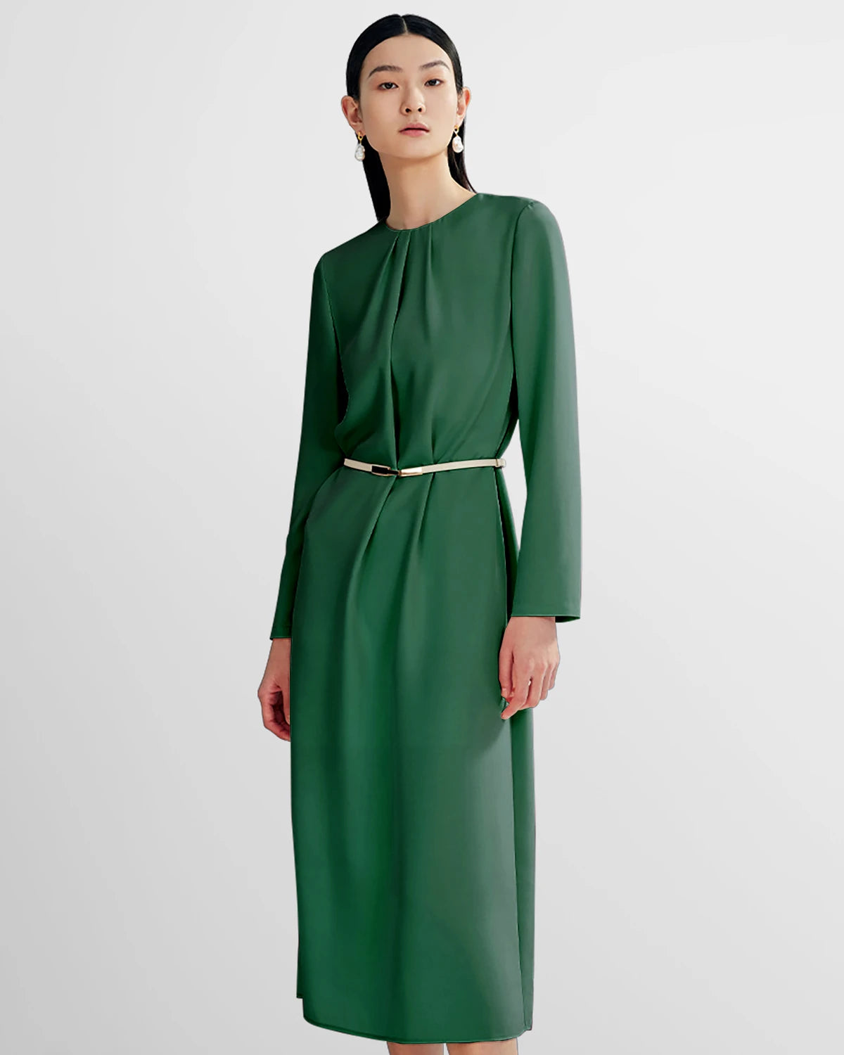 Ladies Basic Silk Dress With Back Slit