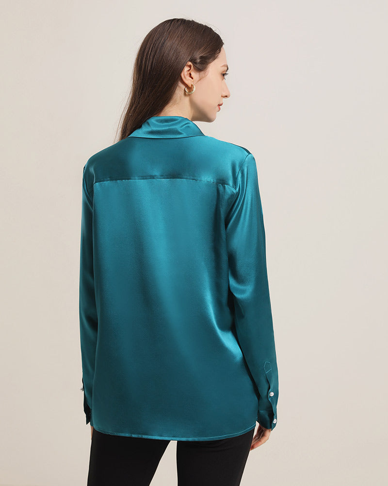 Women's Classic Pearl Button Silk Shirt